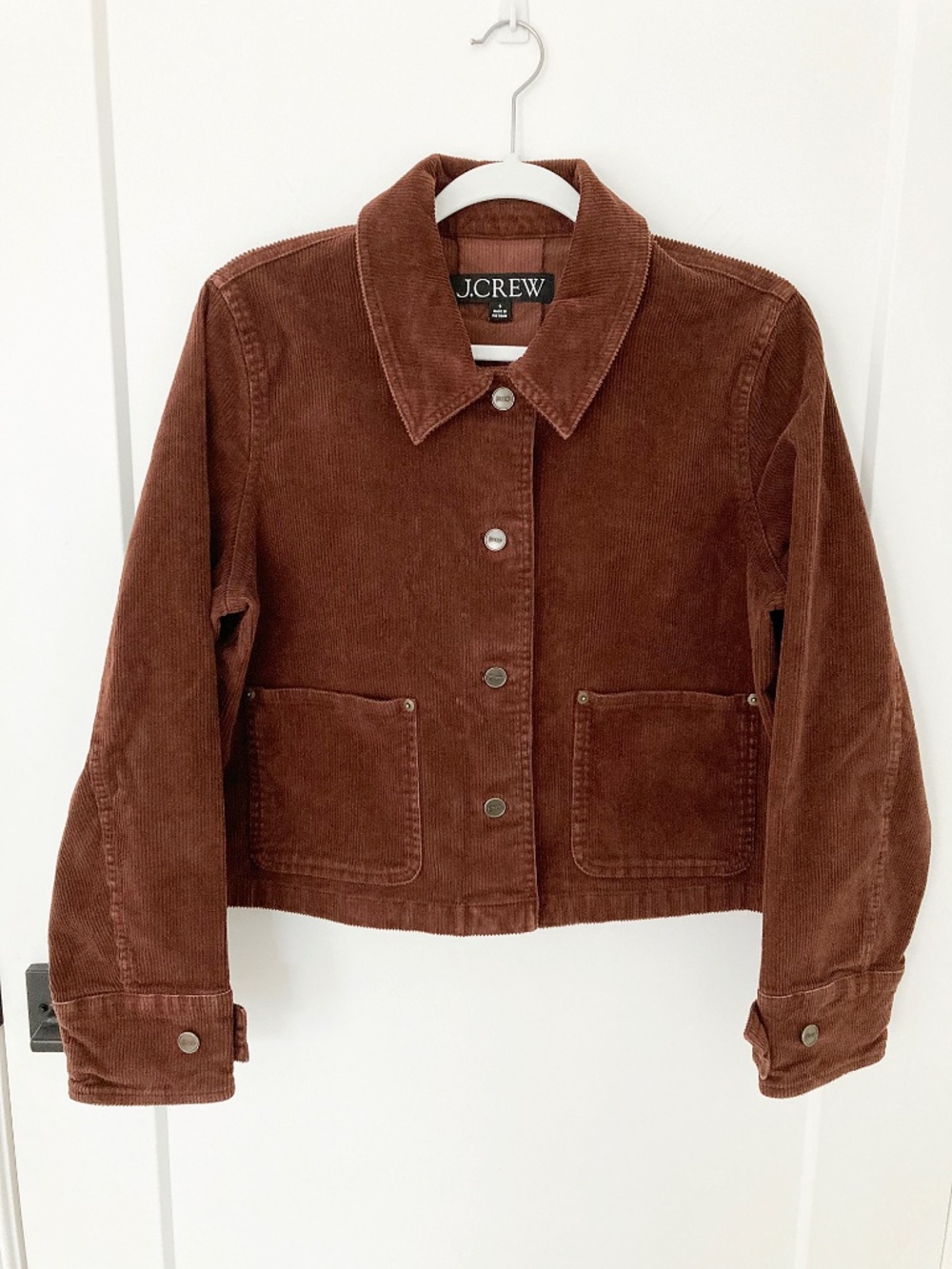 J. Crew Brown Cropped Barn Jacket in Corduroy - S